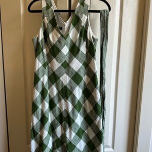 Talbots Green and White Plaid Midi Dress